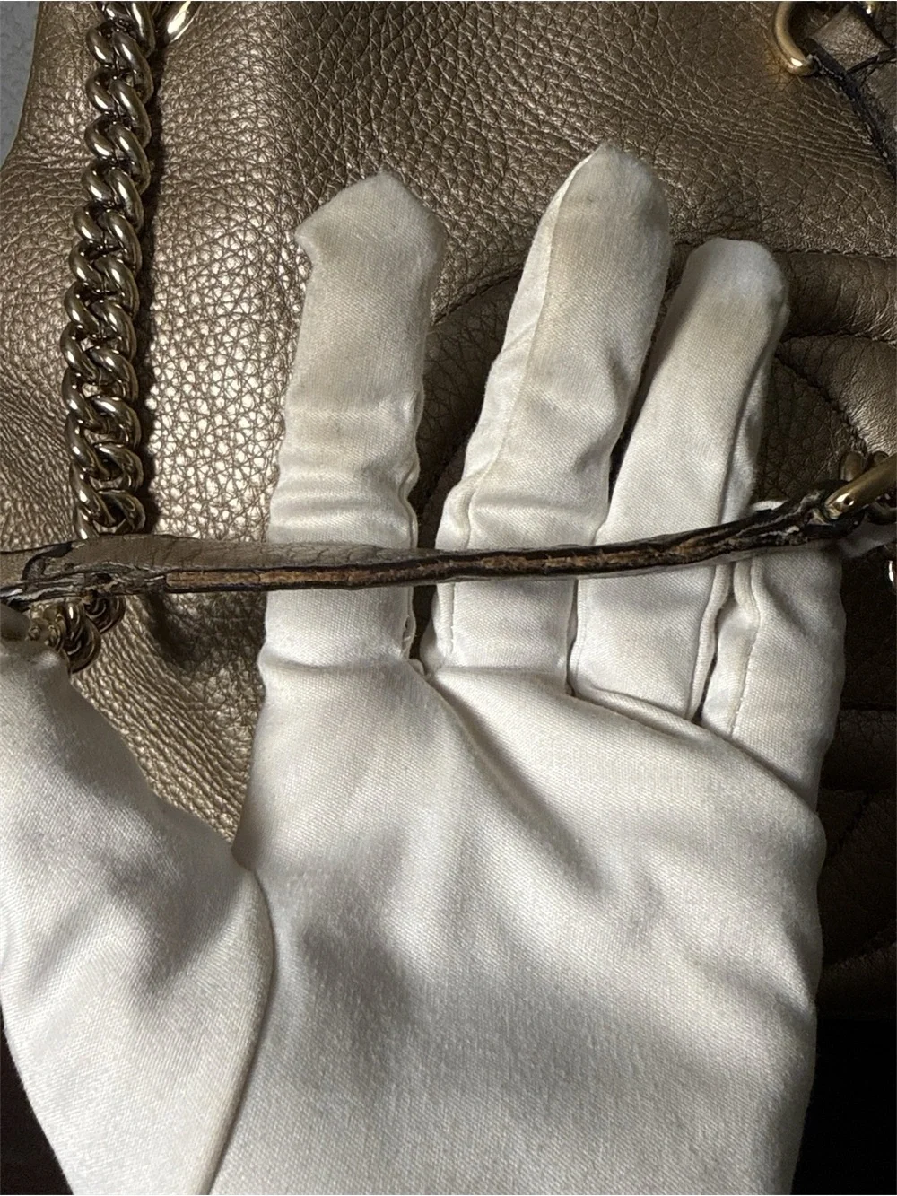 RARE METALLIC GOLD GUCCI SOHO CHAIN SHOULDER BAG